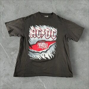Vintage AC/DC Shirt Mens XL Black 1990 The Razors Edge US Tour Brockum Rock Band